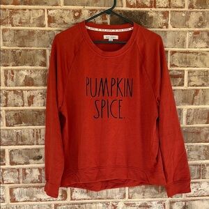 Rae Dunn Rusty Orange Raglan Pumpkkn Spice Sweatshirt